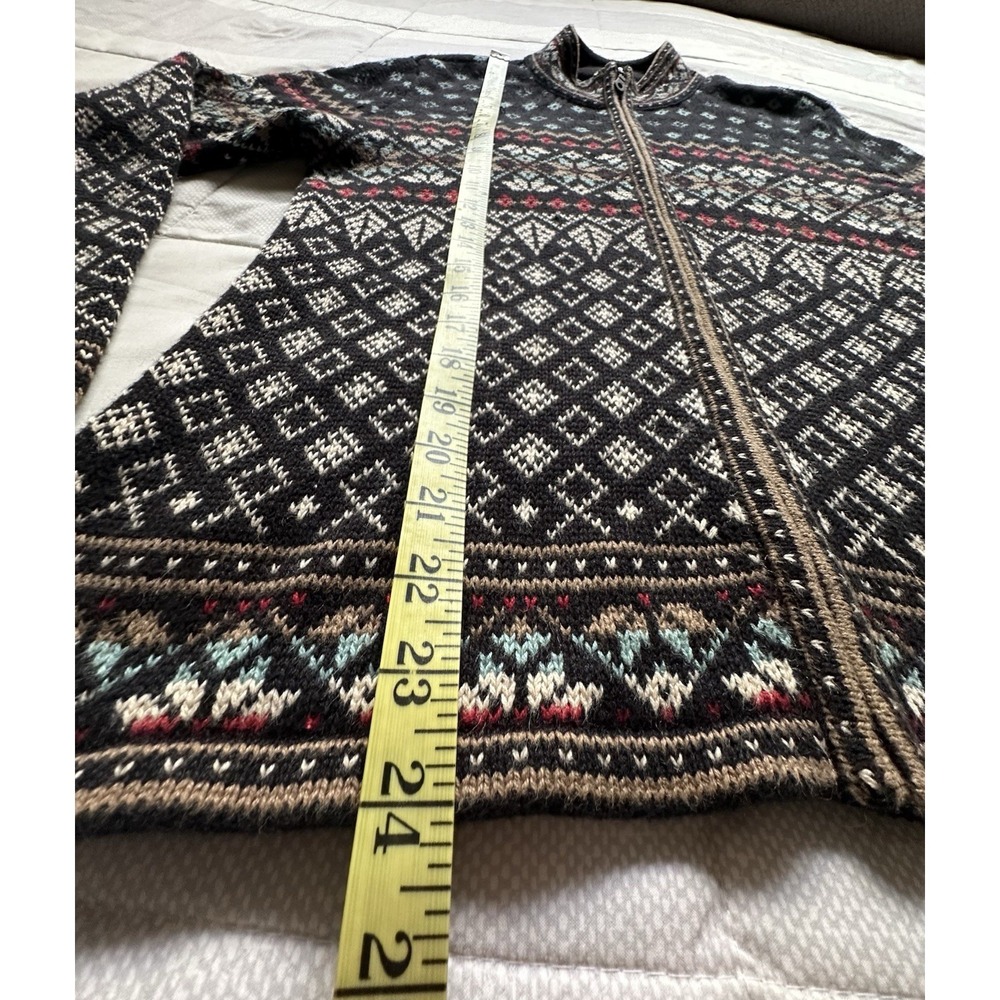 Nomadic Traders Full Zip Cardigan Sweater M Fair Isle Black Multicolor Nordic - Picture 6 of 11